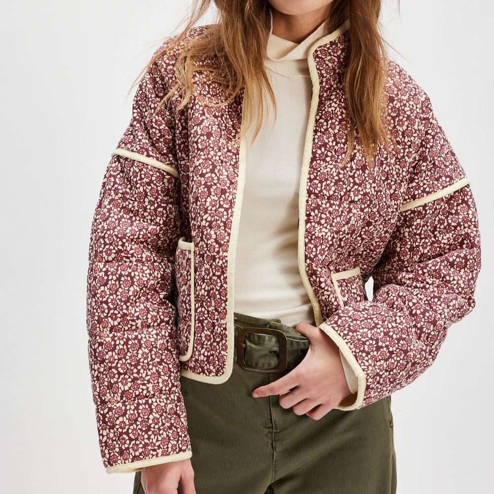 Free People Chloe Jacket Maroon Combo